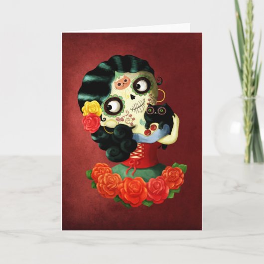 Dia DE Los Muertos Lovely Mexicaans Meisje Catrina Kaart (Voorkant)