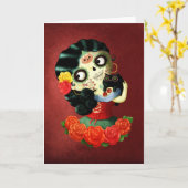 Dia DE Los Muertos Lovely Mexicaans Meisje Catrina Kaart (Gele Bloem)