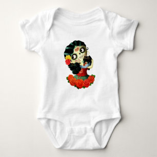 Dia de Los Muertos Lovely Mexican Catrina Girl Romper