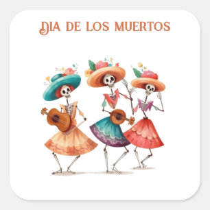 Dia de los Muertos mariacheras aanpasbaar Vierkante Sticker