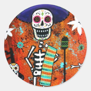 DIA DE LOS MUERTOS MARIACHI RONDE STICKER