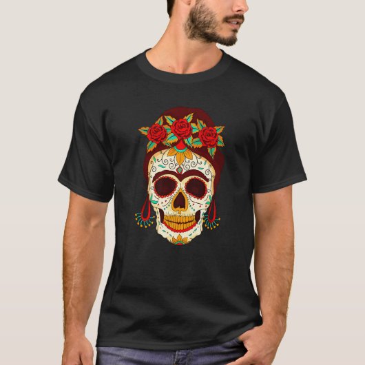 Dia De Los Muertos Mask Skull Hat Rosary Premium T-shirt (Voorkant)