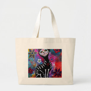 Dia de los Muertos Meow Cat. Foto van Prisarts Grote Tote Bag