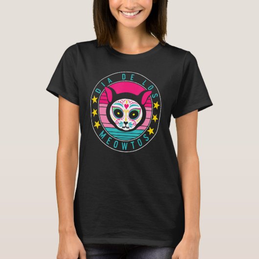 Dia De Los Muertos Meowtos Cat Sugar Skull Mexico  T-shirt (Voorkant)