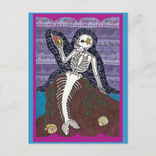 Dia de Los Muertos Mermaid Briefkaart (Voorkant)