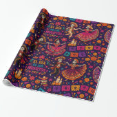 Día de los Muertos met dansende Catrina's Cadeaupapier (Uitgerold)