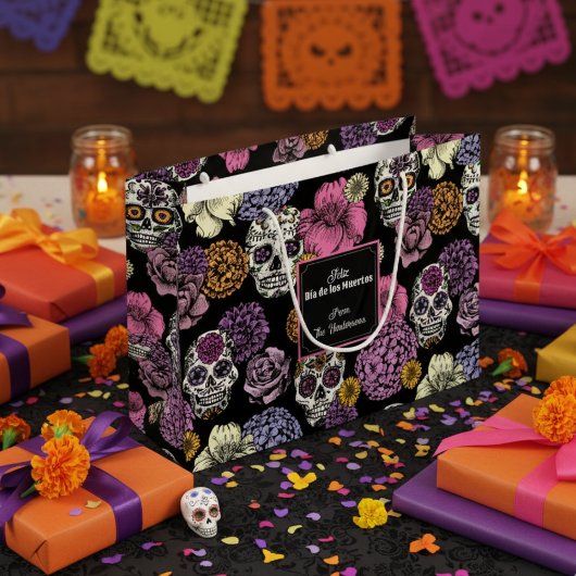 Dia de los Muertos Mexicaanse Suikerschedels & Blo Groot Cadeauzakje