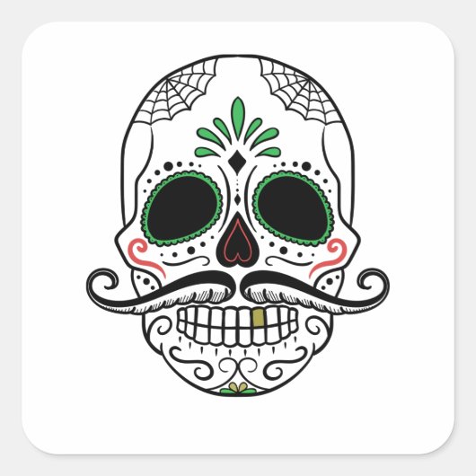 Dia De Los Muertos Mexican Halloween Fiesta Vierkante Sticker (Voorkant)