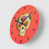 Dia de Los Muertos Mexican Sugar Skull Ronde Klok (Hoek)
