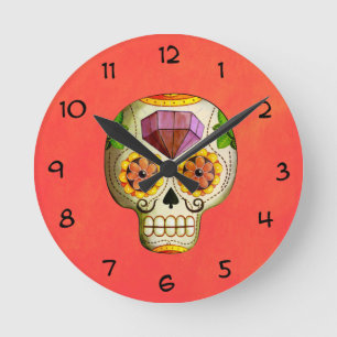 Dia de Los Muertos Mexican Sugar Skull Ronde Klok