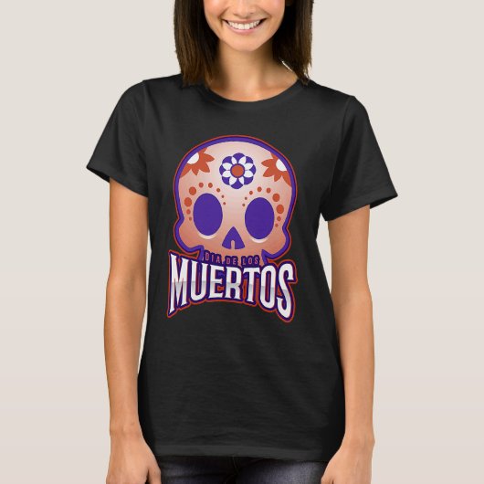 Dia de los muertos Modern colourful Skull T-shirt (Voorkant)
