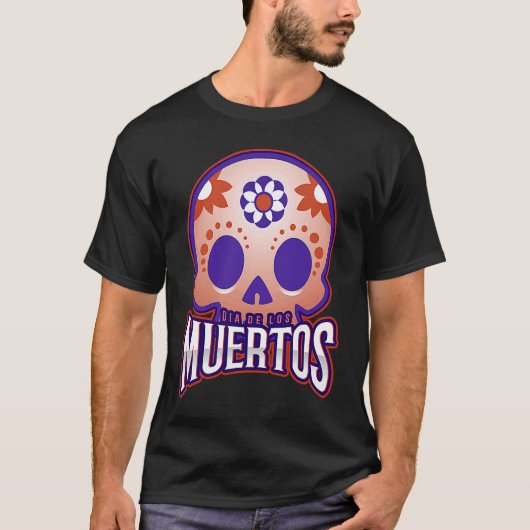 Dia de los muertos Modern colourful Skull T-shirt (Voorkant)