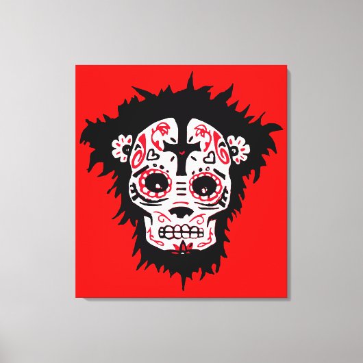 dia de los muertos monkey canvas afdruk (Voorkant)
