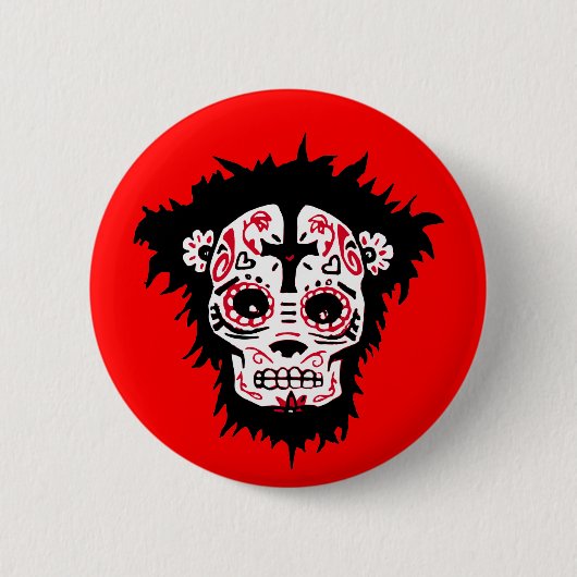 dia de los muertos monkey ronde button 5,7 cm (Voorkant)