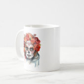 Dia de los Muertos Mooie Vrouw Suiker Schedel Koffiemok (Voorkant links)