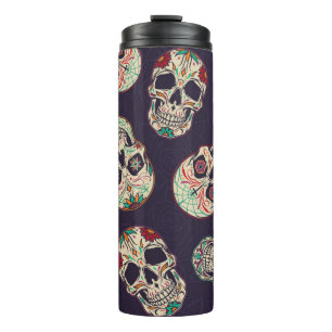 Dia de los muertos naadloos met suikersku thermosbeker