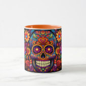 Dia de los Muertos Naam toevoegen Skull Sinaasappe Mok (Midden)