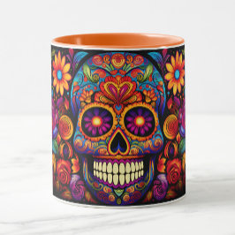 Dia de los Muertos Naam toevoegen Skull Sinaasappe Mok