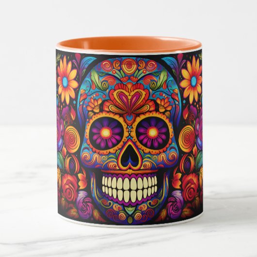 Dia de los Muertos Naam toevoegen Skull Sinaasappe Mok