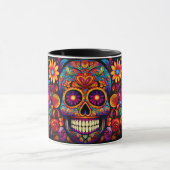 Dia de los Muertos Naam toevoegen Skull Sky Black  Mok (Midden)