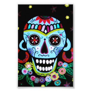Dia de los Muertos Native Skull Azteca Foto Afdruk