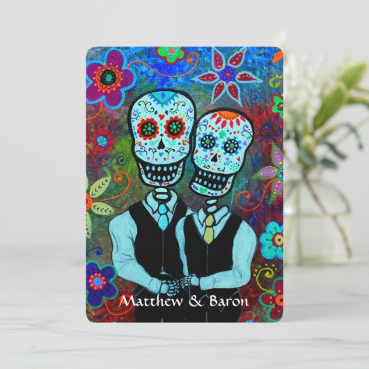 DIA DE LOS MUERTOS NOVIOS BRUILOFT KAART (Staand voorkant)