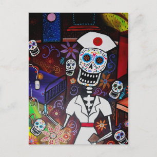 DIA DE LOS MUERTOS NURSE BRIEFKAART