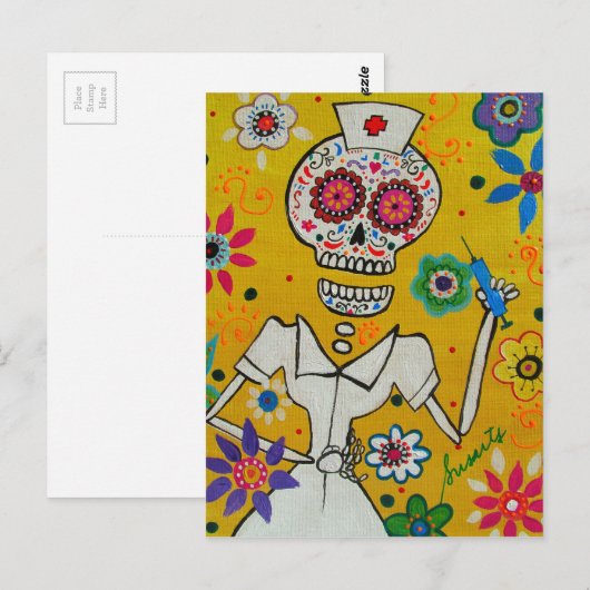 Dia de los Muertos Nurse Briefkaart (Voorkant / Achterkant)