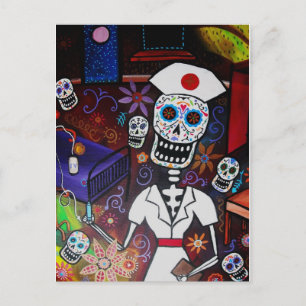 DIA DE LOS MUERTOS NURSE DOOR PRISARTS BRIEFKAART