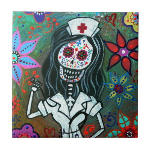 Dia de los Muertos Nurse RN schilderij Tegeltje