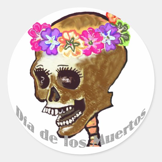 Dia de Los Muertos of Halloween Ronde Sticker (Voorkant)