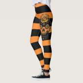 Dia de los Muertos Oranje Black en Sugar Skull Leggings (Links)