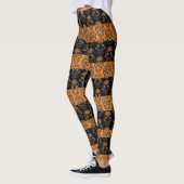 Dia De Los Muertos Oranje Black Stripe Sugar Skull Leggings (Links)