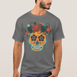Dia de los Muertos Oranje Suikerschedel T-shirt