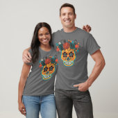 Dia de los Muertos Oranje Suikerschedel T-shirt (Unisex)