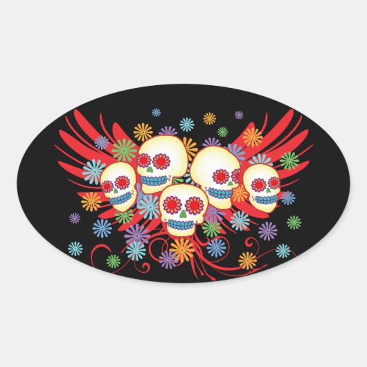 Dia de los Muertos Ovale Sticker (Voorkant)