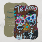 DIA DE LOS MUERTOS PAAR BRUILOFT UITNODIGING (Voorkant / Achterkant)