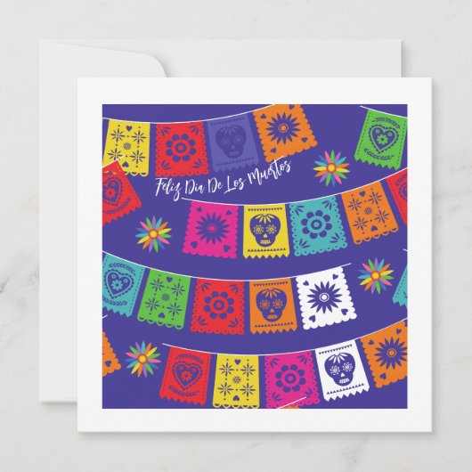 Dia De Los Muertos Papel Picado Feestdagenkaart (Voorkant)