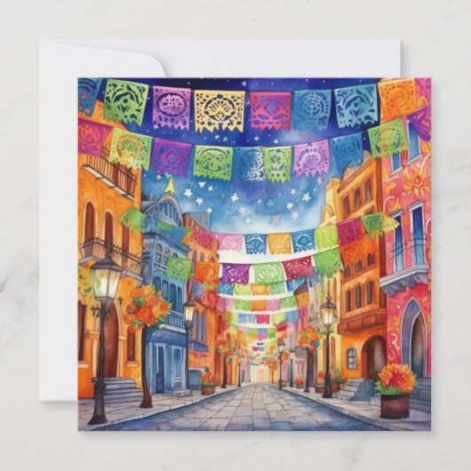 "Dia de los Muertos", Papel Picado Showcase Kaart (Voorkant)