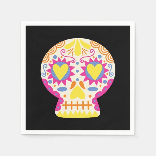 Dia de los Muertos Party Decor Zwart Papier Servet (Voorkant)