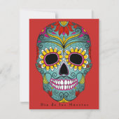 Dia de los Muertos Party Kleurrijke Suikerschedel Kaart (Voorkant)