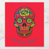 Dia De Los Muertos Party Rood Wijn Etiket (Enkel label)