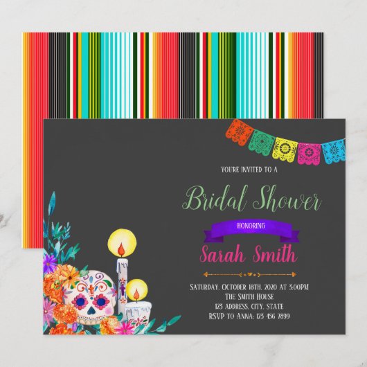 Dia de los Muertos party uitnodiging (Voorkant / Achterkant)