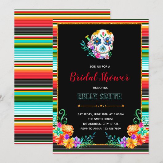 Dia de los Muertos party uitnodiging (Voorkant / Achterkant)