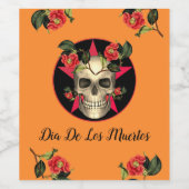 Dia De Los Muertos Party Wijn Etiket (Enkel label)