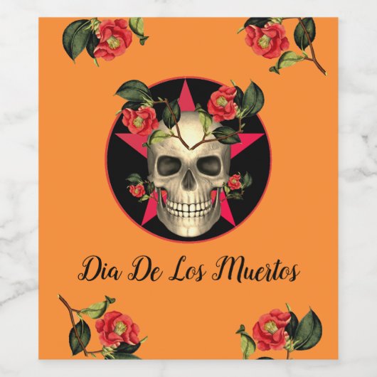Dia De Los Muertos Party Wijn Etiket (Enkel label)