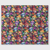 Dia de los Muertos Pattern Wrapping Paper Cadeaupapier (Vlak)