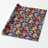 Dia de los Muertos Pattern Wrapping Paper Cadeaupapier (Uitgerold)