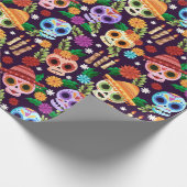 Dia de los Muertos Pattern Wrapping Paper Cadeaupapier (Hoek)