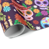 Dia de los Muertos Pattern Wrapping Paper Cadeaupapier (Rol Hoek)